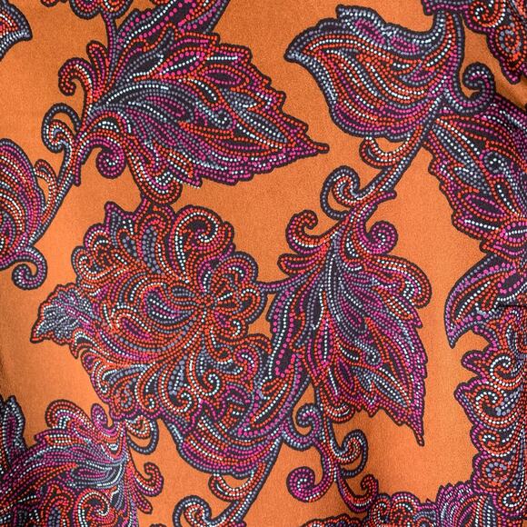 The Limited Paisley Printed Long Sleeve Dress Size Large NWT Copper Lined Orange - Picture 10 of 16
